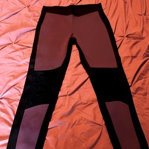 Burgundy and black lace leggings. Size large